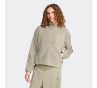 Sweatjacke ADIDAS SPORTSWEAR "CITY TECH HIGH PILE FLEECE HALF-ZIP", Damen, Gr. XL, grün (silber pebble), Obermaterial: 100% Polyester, angesetztes Bündchen, Sweatjacken Sweatjacke (23195448-XL) silber