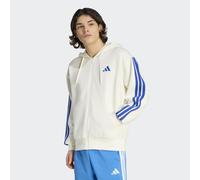 Sweatjacke ADIDAS SPORTSWEAR "ESSENTIALS 3-STREIFEN", Herren, Gr. M, sanftes weiß, ray blau, Obermaterial: 55% Baumwolle, 36% Polyester, 9% Viskose, normal, ohne Ausschnitt, angesetztes Bündchen, Swea
