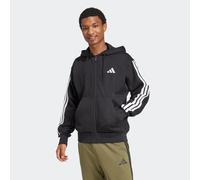 Adidas Men's Essential Three Stripes Fleece Zipper Hoodie, Black/White, M