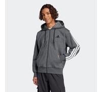 Adidas Essentials 3 Stripes Fleece Reißverschlusspullover S Dark Grey Heather / Black