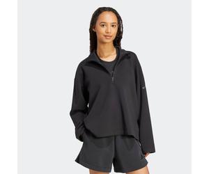 Sweatjacke ADIDAS SPORTSWEAR "SOFT LUX, REISSVERSCHLUSS BIS ZUR BRUST", Damen, Gr. M, schwarz, Obermaterial: 51% Polyester, 25% Modal, 15% Baumwolle, 9% Elasthan, normal, Rundhals, angesetztes Bündche