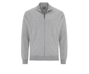 Sweatjacke AHORN SPORTSWEAR, Herren, Gr. 5XL, grau (grau, meliert), 100% Baumwolle, bestickt, unifarben, normal, hoch geschlossener Ausschnitt, Sweatjacken Sweatjacke, in sportlichem Design (52342152-