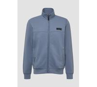 Sweatjacke S.OLIVER, Herren, Gr. 3XL, graublau, Sweatware, Obermaterial: 70% Baumwolle, 30% Polyester, unifarben, normal hüftbedeckend, Rundhals, Flachstrickbündchen, Sweatjacken Sweatjacke, mit Stehk