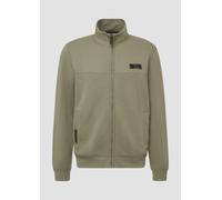 Sweatjacke S.OLIVER, Herren, Gr. 3XL, khaki, Sweatware, Obermaterial: 70% Baumwolle, 30% Polyester, unifarben, normal hüftbedeckend, Rundhals, Flachstrickbündchen, Sweatjacken, mit Stehkragen (2908044