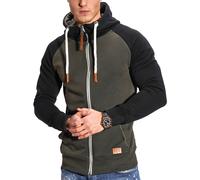 Sweatjacke BEHYPE "RAGLAN", Herren, Gr. M, grün (khaki), 70% Baumwolle, 30% Polyester, unifarben, ohne Ausschnitt, Sweatjacken Sweatjacke, mit Raglan-Ärmeln (22438013-M) khaki