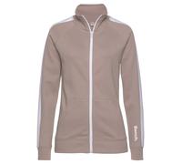 Sweatjacke BENCH. LOUNGEWEAR "-Loungejacke" Gr. 32/34, beige (beige, weiß) Damen Sweatjacken (29658760-32) beige, weiß
