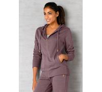 Sweatjacke BENCH. LOUNGEWEAR, Damen, Gr. 36/38, lila (mauve, meliert), Sweatware, Obermaterial: 60% Baumwolle, 40% Polyester, meliert, unifarben, Basic, bequem hüftbedeckend, ohne Ausschnitt, Bündchen