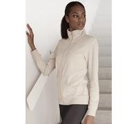 Sweatjacke BENCH. LOUNGEWEAR, Damen, Gr. 40/42, beige (beige meliert), Interlock, Obermaterial: 55% Baumwolle, 45% Polyester, bestickt, meliert, unifarben, Basic hüftlang, Rippbündchen, Sweatjacken Sw