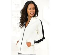 Sweatjacke BENCH. LOUNGEWEAR Gr. 52/54, schwarz (ecru, schwarz) Damen Sweatjacken (54916847-52) ecru, schwarz
