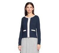 Sweatjacke BETTY BARCLAY "Damen mit Struktur", Damen, Gr. 42, blau (patch dunkelblau, cream), Obermaterial: 73% Polyester, 22% Viskose, 5% Elasthan, tailliert lang, Rundhals, Sweatjacken Sweatjacke, M