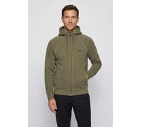 Sweatjacke BOSS GREEN, Herren, Gr. XXL, grün (schwarz beige257), Piqué, Obermaterial: 53% Baumwolle, 44% Polyester, 3% Elasthan, unifarben, regular fit normal, hoch geschlossener Ausschnitt, Bündchen,
