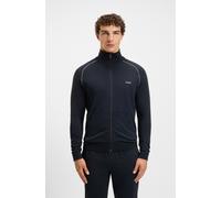 Sweatjacke BOSS "Mix&Match Jacket Z", Damen, Gr. L (52), blau (dunkelblau), Sweatware, Obermaterial: 95% Baumwolle, 5% Elasthan, kontrastfarbene Details, unifarben, regular fit hüftbedeckend, Raglanär