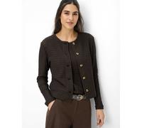 Sweatjacke BRAX "Style BRENDA L", Damen, Gr. 44, braun (dunkelbraun), 70% Baumwolle, 28% Polyester, 2% Elasthan, Rundhals, Sweatjacken Sweatjacke (67070260-44) dunkelbraun