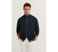 Sweatjacke BUGATTI, Herren, Gr. 4XL, blau (390, marine), Sweatware, 54% Modal, 38% Polyester, 8% Elasthan, unifarben, normal, ohne Ausschnitt, Rippbündchen, Sweatjacken Sweatjacke, mit Reißverschluss