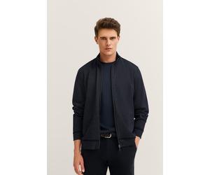 Sweatjacke BUGATTI "Modern Fit", Herren, Gr. 3XL, blau (390, marine), Sweatware, 65% Baumwolle, 30% Polyester, 5% Elasthan, unifarben, normal, ohne Ausschnitt, Rippbündchen, Sweatjacken Sweatjacke, mi