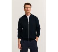 Bugatti Sweatjacke Modern Fit – Herren, Gr. L, marine, Collegekragen, 87% Baumwolle