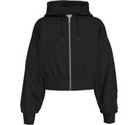Sweatjacke CALVIN KLEIN JEANS "LS MONOGRAM TERRY CROP RELAXED F", Damen, Gr. XXL (46), schwarz, Sweatware, Obermaterial: 100% Baumwolle, unifarben, relaxed fit kurz, Rundhals, eingesetzt Rippbündchen,