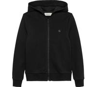 Sweatjacke CALVIN KLEIN JEANS "MINI BADGE ZIP-THROUGH", Mädchen, Gr. 12 (152), pvh schwarz, Sweatware, Obermaterial: 88% Baumwolle, 12% Polyester, unifarben, regular fit normal, Rundhals, eingesetzt R