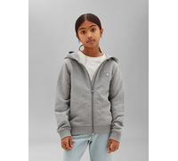 Sweatjacke CALVIN KLEIN JEANS "MINI BADGE ZIP-THROUGH", Mädchen, Gr. 16 (176), medium grau heather, Sweatware, Obermaterial: 88% Baumwolle, 12% Polyester, unifarben, regular fit normal, Rundhals, eing