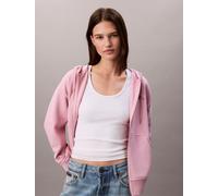 Sweatjacke CALVIN KLEIN JEANS "MNLG FRNCH TRRY FZ B", Damen, Gr. XL (44), rosa (pink nectar), Web, Obermaterial: 86% Baumwolle, 14% Polyester, regular fit kurz, Rundhals, eingesetzt Rippbündchen, Swea