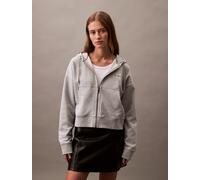 Sweatjacke CALVIN KLEIN JEANS "MNLG FRNCH TRRY FZ B", Damen, Gr. XS (36), grau (heroic grau heather), Web, Obermaterial: 86% Baumwolle, 14% Polyester, meliert, regular fit kurz, Rundhals, eingesetzt R