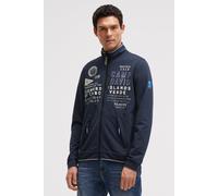 Sweatjacke CAMP DAVID, Herren, Gr. 3XL, blau, Material: 70% Baumwolle, 24% Polyester, 6% Elasthan, bedruckt, bestickt, relaxed fit normal, hoch geschlossener Ausschnitt, eingesetzt Bündchen, Sweatjack