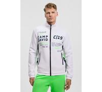Sweatjacke CAMP DAVID, Herren, Gr. 4XL, weiß, Material: 75% Baumwolle, 17% Polyester, 8% Elasthan, bedruckt, regular fit normal, hoch geschlossener Ausschnitt, eingesetzt Rippbündchen, Sweatjacken Swe