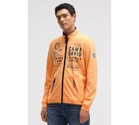 Sweatjacke CAMP DAVID, Herren, Gr. L, orange, Material: 54% Polyester, 40% Baumwolle, 6% Elasthan, bedruckt, bestickt, relaxed fit normal, hoch geschlossener Ausschnitt, eingesetzt Bündchen, Sweatjack