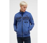Sweatjacke CAMP DAVID, Herren, Gr. S, flight blau, Material: 50% Baumwolle, 50% Polyester, bedruckt, bestickt, relaxed fit normal, eingesetzt Rippbündchen, Sweatjacken Sweatjacke, mit Reißverschlussta