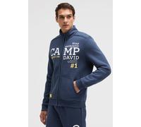 Sweatjacke CAMP DAVID, Herren, Gr. S, harbour blau, Material: 65% Baumwolle, 35% Polyester, bedruckt, bestickt, relaxed fit normal, hoch geschlossener Ausschnitt, eingesetzt Rippbündchen, Sweatjacken