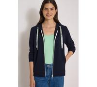 Sweatjacke CECIL, Damen, Gr. 3XL (48), urban dunkelblau, Sweatware, 60% Baumwolle, 37% Polyamid, 3% Elasthan, unifarben, comfort fit normal, ohne Ausschnitt, Rippbündchen, Sweatjacken Sweatjacke, mit 