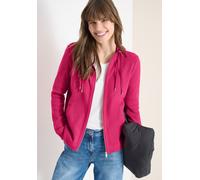 Sweatjacke CECIL, Damen, Gr. M (40), beetroot pink, Web, 80% Baumwolle, 15% Polyester, 5% Elasthan, unifarben, comfort fit normal, ohne Ausschnitt, Bündchen, Sweatjacken Sweatjacke, mit Kapuze (486169