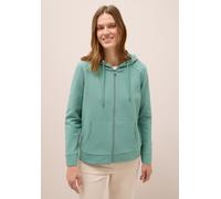 Sweatjacke CECIL, Damen, Gr. XS36, grün (jewel grün), Sweatware, 80% Baumwolle, 17% Polyester, 3% Elasthan, unifarben, comfort fit normal, ohne Ausschnitt, Bündchen, Sweatjacken Sweatjacke, mit Kapuze