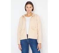 Sweatjacke CECIL, Damen, Gr. XXL (46), beige (desert beige melange), Sweatware, 100% Baumwolle, unifarben, normal normal, ohne Ausschnitt, Bündchen, Sweatjacken Sweatjacke, mit Strukturmix (21536024-X