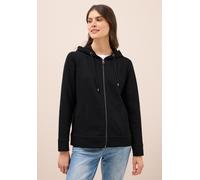 Sweatjacke CECIL, Damen, Gr. XXL46, schwarz, Sweatware, 80% Baumwolle, 17% Polyester, 3% Elasthan, unifarben, comfort fit normal, ohne Ausschnitt, Bündchen, Sweatjacken Sweatjacke, mit Kapuze (5597571
