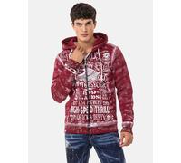 Cipo & Baxx Herren Sweatjacke Hoodie CL544 Burgund - Stylischer Pullover im Modernen Casual Streetwear Stil mit Reißverschluss & Kapuze für Alltag Freizeit & Party - CL544 Burgund L