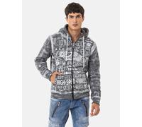 Cipo & Baxx Herren Sweatjacke Hoodie Alloverprint Kapuze Sweater Pullover Jacke Reißverschluss CL544 Anthracite M
