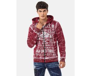 Sweatjacke CIPO & BAXX "Jacken", Herren, Gr. M, rot (burgundy), 70% Baumwolle, 30% Polyester, bedruckt, Basic, regular fit normal, Sweatjacken Sweatjacke, mit auffälligem Print, CL544 (25690030-M) bur