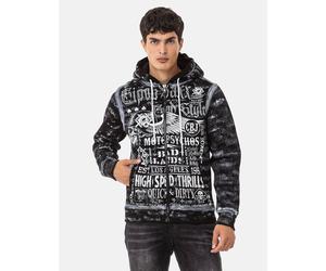 Sweatjacke CIPO & BAXX "Jacken", Herren, Gr. M, schwarz, 70% Baumwolle, 30% Polyester, bedruckt, Basic, regular fit normal, Sweatjacken Sweatjacke, mit auffälligem Print, CL544 (71841932-M) schwarz