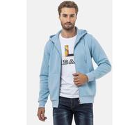 Cipo & Baxx Herren Sweatjacke Sweatshirt Basic Kapuzenpullover Reißverschluss Sweat CL556 Blau S