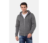 Sweatjacke CIPO & BAXX "Jacken", Herren, Gr. S, grau (anthrazit), 70% Baumwolle;30% Polyester, unifarben, Basic, regular fit normal, Rippbündchen, Sweatjacken Sweatjacke, mit Kapuze, CL556 (30236604-S