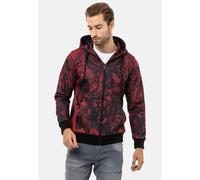 Sweatjacke CIPO & BAXX "Jacken", Herren, Gr. S, rot (burgundy), 50% Baumwolle, 50% Polyester, animal-print, Basic, regular fit normal, Rippbündchen, Sweatjacken Sweatjacke, mit auffälligem Print, CL55