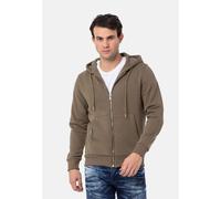 Cipo & Baxx Herren Sweatjacke Sweatshirt Basic Kapuzenpullover Reißverschluss Sweat CL556 Khaki XXL