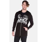 Sweatjacke CIPO & BAXX "Strickjacken", Herren, Gr. L, schwarz-weiß (schwarz), 65% Baumwolle, 30% Polyester, 5% Elasthan, bedruckt, slim fit normal, Raglanärmel, Sweatjacken Sweatjacke, mit Print,CK-23