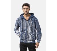 Sweatjacke CIPO & BAXX "Sweatjacke", Herren, Gr. S, blau, 100% Baumwolle, bedruckt, regular fit normal, Sweatjacken Sweatjacke, mit Kaputze (37787419-S) blau