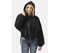 Sweatjacke CIPO & BAXX "WL368", Damen, Gr. M, schwarz, 80% Baumwolle, 15% Polyester, 5% Elasthan, unifarben, kurz, Rundhals, Raglanärmel Rippbündchen, Sweatjacken Sweatjacke, oversized Schnitt, Kapuze