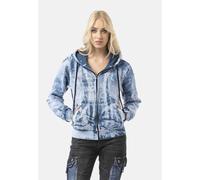 Sweatjacke CIPO & BAXX "WL379", Damen, Gr. M, blau, Feinstrick, 100% Baumwolle, bedruckt, regular fit normal, Rundhals, Raglanärmel gerader Abschluss, Sweatjacken Sweatjacke, ausdrucksstarkes Tie-Dye-