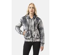 Sweatjacke CIPO & BAXX "WL379", Damen, Gr. XL, anthrazit, Feinstrick, 100% Baumwolle, bedruckt, regular fit normal, Rundhals, Raglanärmel gerader Abschluss, Sweatjacken Sweatjacke, ausdrucksstarkes Ti