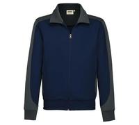 HAKRO 477 Comfort Fit Sweatjacke dunkelblau/anthrazit, Zweifarbig
