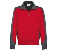 HAKRO 477 Comfort Fit Sweatjacke rot/anthrazit, Zweifarbig